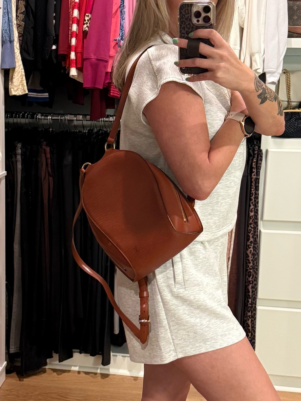 Louis Vuitton Epi Leather Fawn Kenyan Brown Backpack Handbag